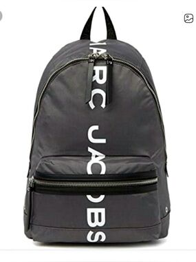 Marc Jacobs Black Backpack with White Vertical Logo